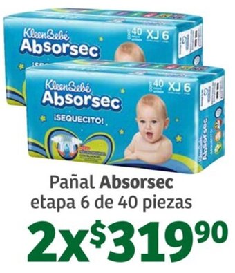 Soriana Súper Pañal Absorsec etapa 6 de 40 piezas oferta