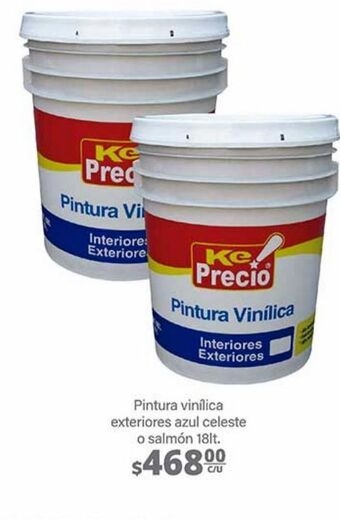 La Comer Pintura vinilica exteriores azul celeste o salmón 18lt oferta