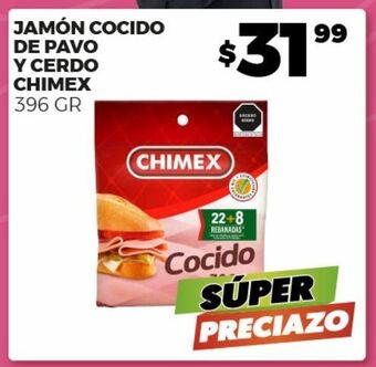 Merco Jamón cocido de pavo y cerdo chimex 396gr oferta