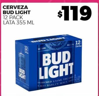 Merco Cerveza bud light 12 pack lata 355ml oferta