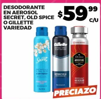 Desodorante en aerosol secret, old spice o gillette variedad