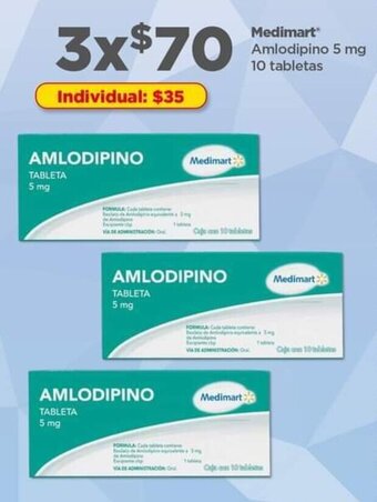 Bodega Aurrerá Medimart Amlodipino 5 mg oferta
