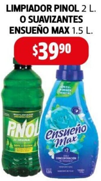 Farmacias Guadalajara LIMPIADOR PINOL 2 L. O SUAVIZANTES ENSUEÑO MAX 1.5 L. oferta