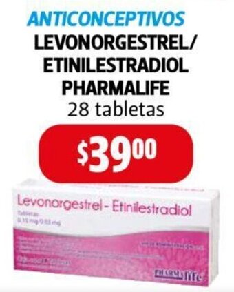 Farmacias Guadalajara LEVONORGESTREL / ETINILESTRADIOL PHARMALIFE 28 tabletas oferta