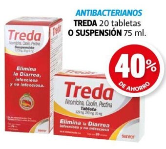 Farmacias Guadalajara TREDA 20 tabletas o SUSPENSIÓN 75 mly no infecciosa. oferta