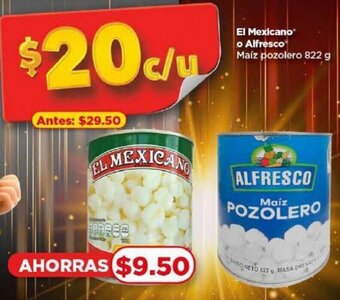 Bodega Aurrerá El Mexicano o Alfresco Maíz pozolero 822g oferta