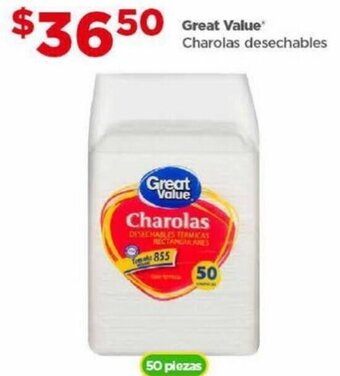 Great Value Charolas desechables 50 piezas
