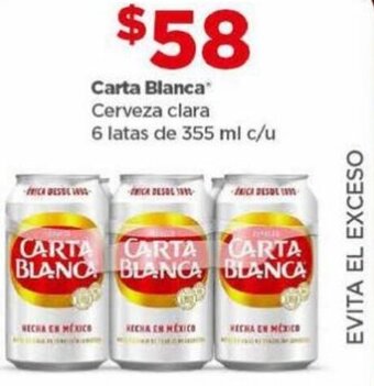 Bodega Aurrerá Carta Blanca Cerveza clara 6 latas de 355 ml c/u oferta