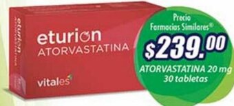ATORVASTATINA 20 mg 30 tabletas