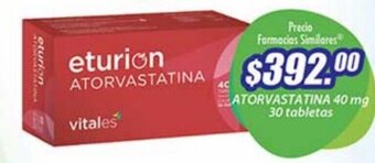 Farmacias Similares ATORVASTATINA 40 mg 30 tabletas oferta