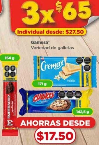 Bodega Aurrerá Gamesa Variedad de galletas 3x154g oferta