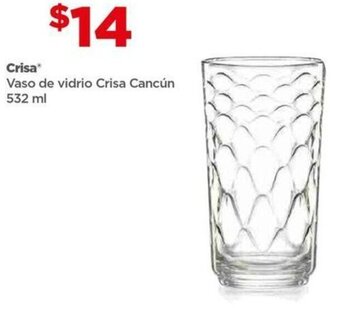 Bodega Aurrerá Crisa Vaso de vidrio Crisa Cancún 532 ml oferta