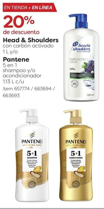 Head & Shoulders con carbón activado 1 L y/o Pantene 5 en 1