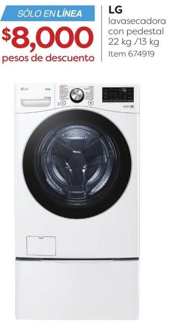 Costco LG lavasecadora con pedestal 22 kg /13 kg oferta