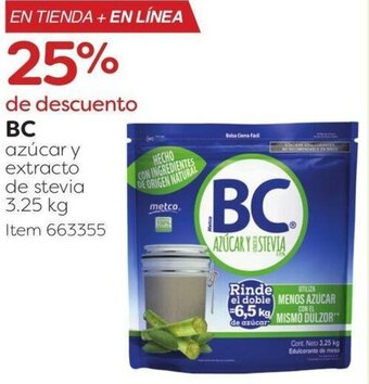 Costco BC azúcar y extracto de stevia 3.25 kg oferta