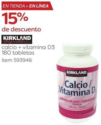 Costco KIRKLAND Calcio/ Vitamina D3 180 tabletas oferta