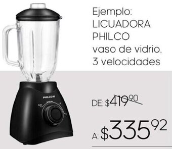 LICUADORA PHILCO vaso de vidrio 3 velocidades