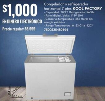 City Club KOOL FACTORY Congelador o refrigerador horizontal 7 pies oferta