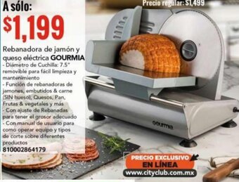 City Club GOURMIA Rebanadora de jamón y queso eléctrica 7.5" oferta