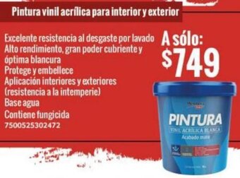 Pintura vinil acrílica para interior y exterior