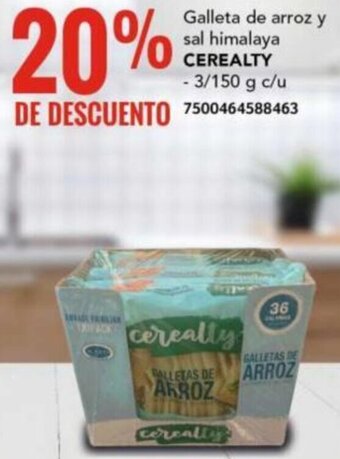 City Club CEREALTY Galleta de arroz y sal himalaya 150g oferta