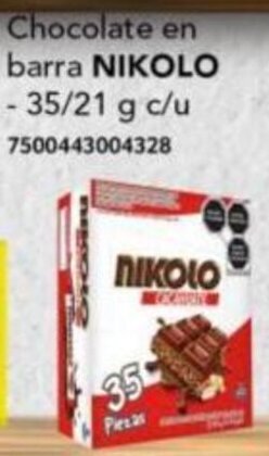 City Club NIKOLO Chocolate en barra 21g oferta