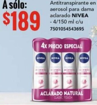 City Club NIVEA Antitranspirante en aerosol para dama aclarado 4/150ml oferta