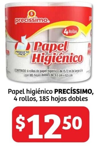 Soriana Híper PRECÍSSIMO Papel higiénico 4 rollos 185 hojas dobles oferta
