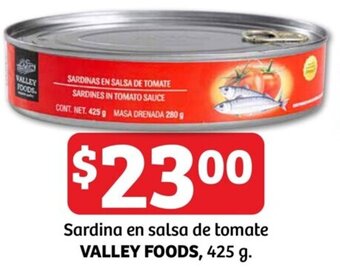 Soriana Híper VALLEY FOODS Sardina en salsa de tomate 425g oferta