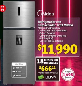 Soriana Híper Midea Refrigerador con despachador 17p3 oferta