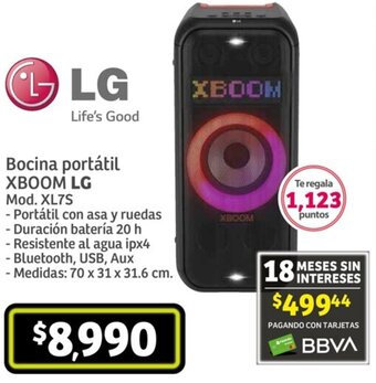 Soriana Híper LG Bocina portátil XBOOM oferta