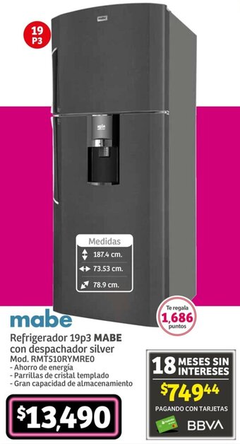 Soriana Híper MABE Refrigerador 19p3 oferta