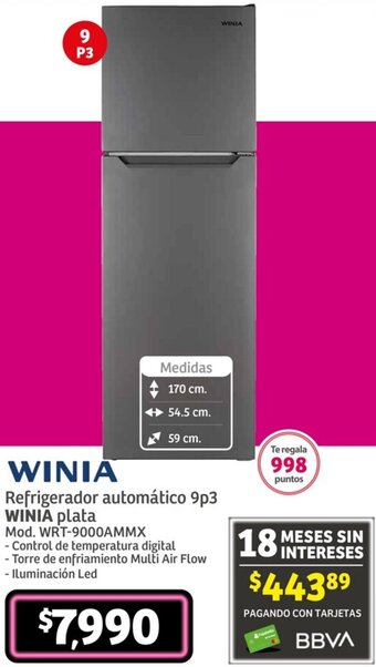 Soriana Híper WINIA Refrigerador automático 9p3 oferta