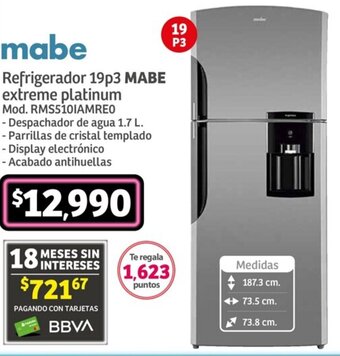 Soriana Híper MABE Refrigerador 19p3 oferta