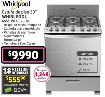Soriana Híper Whirlpool Estufa de piso 30" oferta