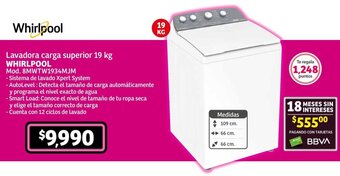 Soriana Híper Whirlpool Lavadora carga superior 19kg oferta