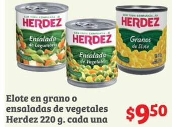 Soriana Híper Elote en grano o ensaladas de vegetales Herdez 220g oferta