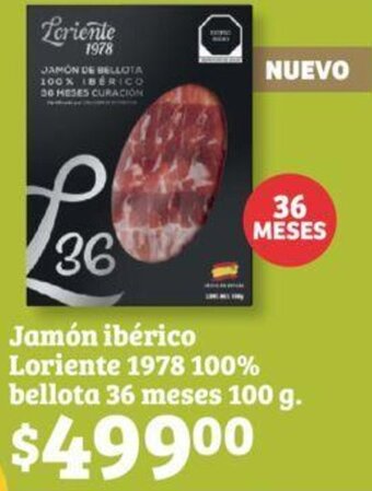 Soriana Híper Jamón ibérico Loriente 1978 100% bellota 36 meses 100 g oferta