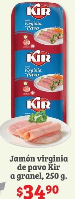 Soriana Híper Jamón virginia de pavo Kir a granel 250 g oferta