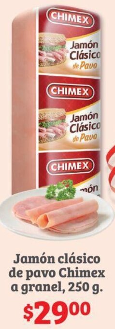 Soriana Híper Jamón clásico de pavo Chimex a granel 250 g oferta