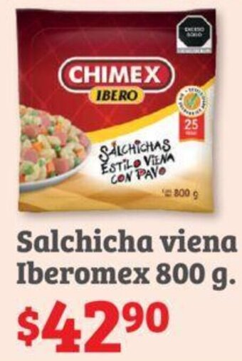 Soriana Híper Salchicha viena Iberomex 800 g oferta