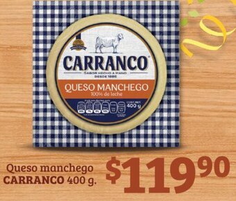 Soriana Híper CARRANCO Queso manchego 400 g oferta