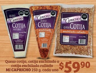 MI CAPRICHO Queso cotija cotija enchilado o cotija enchilado rallado 250g