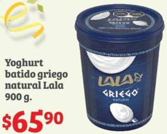 Soriana Híper Yoghurt batido griego natural Lala 900 g oferta
