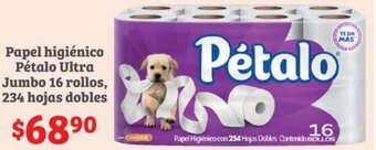 Soriana Híper Papel higiénico Pétalo Ultra Jumbo 16 rollos, 234 hojas dobles oferta