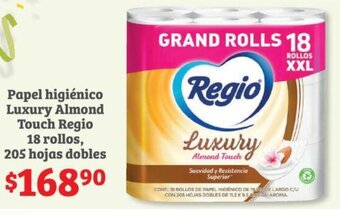 Soriana Híper Papel Higiénico Luxury Regio 18 rollos , 205 hojas dobles oferta