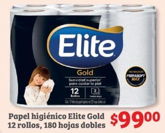 Soriana Híper Papel higiénico Elite GOld 12 rollos, 180 hojas dobles oferta