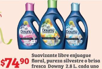 Soriana Híper Suavizante libre enjuague floral, pureza silvestre o brisa Downy 2.8 L oferta