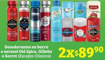 Soriana Híper Desodorantes en barra o aerosol Old Spice, Gillette o Secret oferta