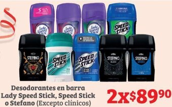 Soriana Híper Desodorantes en barra Lady Speed Stick, Speed Stick o Stefano oferta